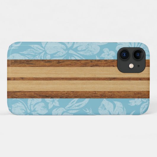 Sunset Beach Faux Wood Surfboard Hawaiian Aqua Case-Mate iPhone Case (Achterkant (horizontaal))
