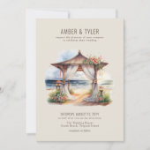 Sunset Beach Floral Pagoda Zomer Huwelijk Kaart (Voorkant)