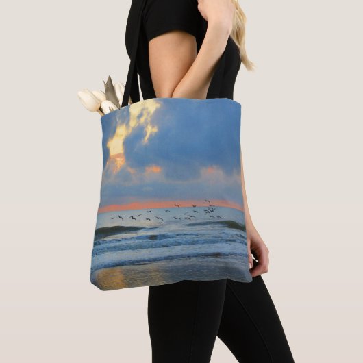 Sunset Beach Florida Ocean Warm Oranje Abstract Tote Bag (Dichtbij)