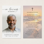 Sunset Beach Footprints Poem Sympathy Prayer Card Visitekaartje (Voorkant /achterkant)