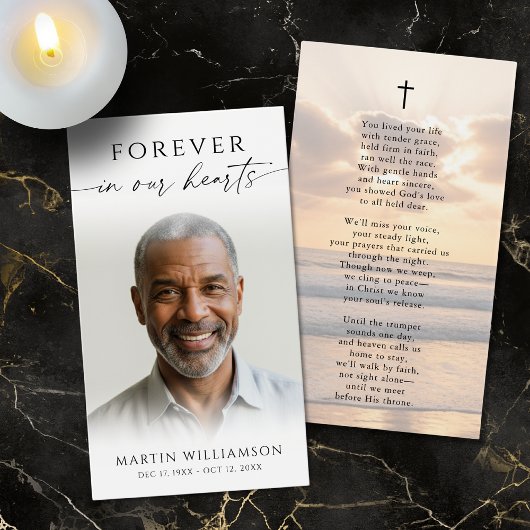 Sunset Beach Forever Hearts Cross Poem Prayer Card Visitekaartje