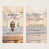 Sunset Beach Forever In Hearts Photo Prayer Card Visitekaartje (Voorkant /achterkant)