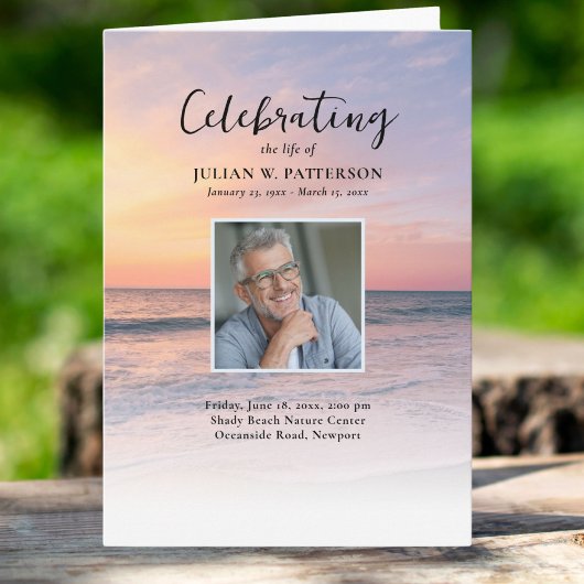Sunset Beach Foto Viering van het leven Begrafenis Programma