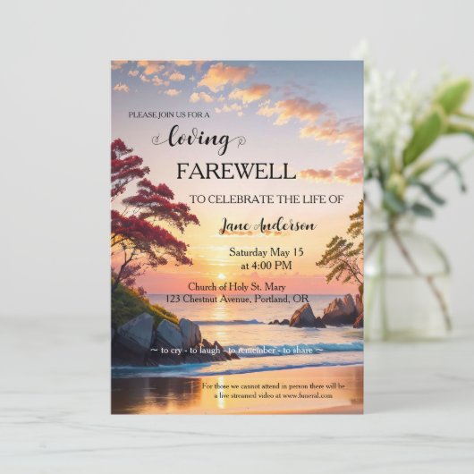 Sunset Beach Foto viering van het leven Kaart (Staand voorkant)