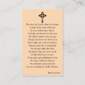 Sunset Beach Funeral Memorial Prayer Visitekaartje (Achterkant)