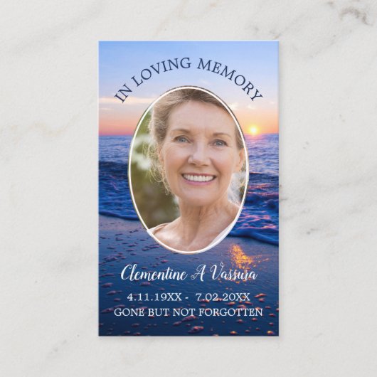 Sunset Beach Funeral Memorial Prayer Visitekaartje (Voorkant)