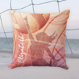 Sunset Beach Girls' Volleyball Kussen