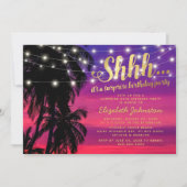 Sunset Beach Glam Verrassingsfeestje Kaart (Voorkant)