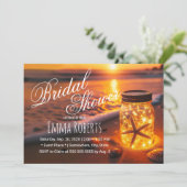 Sunset Beach Gloeiende Mason Jar Vrijgezellenfeest Kaart (Staand voorkant)