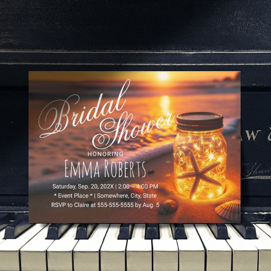 Sunset Beach Gloeiende Mason Jar Vrijgezellenfeest Kaart