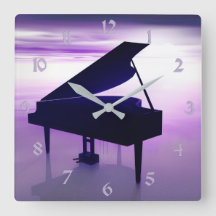 Sunset Beach Grand Piano Music Wall klok