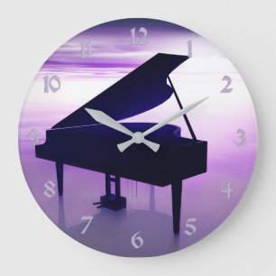 Sunset Beach Grand Piano Music Wall klok