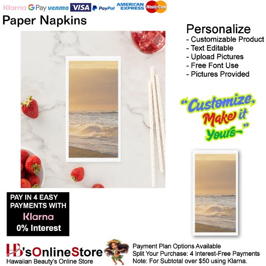 Sunset Beach Guest Towel Paper Napkins 24 Servet
