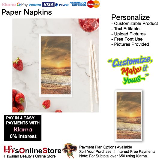 Sunset Beach Guest Towel Paper Napkins 43 Servet