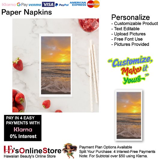 Sunset Beach Guest Towel Paper Napkins 46 Servet