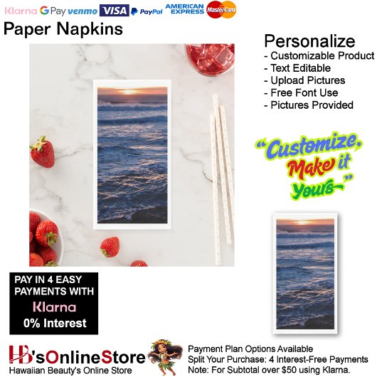 Sunset Beach Guest Towel Paper Napkins 48 Servet