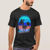 Sunset Beach Hawaii Retro Tropical Palm Trees Vaca T-shirt (Voorkant)