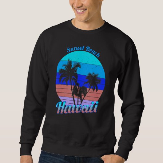 Sunset Beach Hawaii Retro Tropical Palm Trees Vaca Trui (Voorkant)