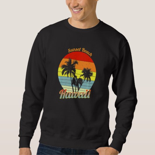 Sunset Beach Hawaii Retro Tropical Palm Trees Vaca Trui (Voorkant)