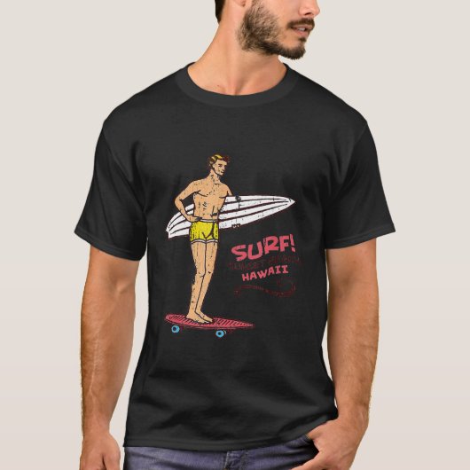 Sunset Beach Hawaii Surf  Surfboard 60s 70s T-shirt (Voorkant)