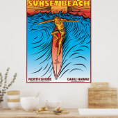 SUNSET BEACH HAWAII SURFBREAK SURFING POSTER (Keuken)
