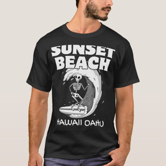SUNSET BEACH HAWAII Surven Retro Surfen T-shirt (Voorkant)