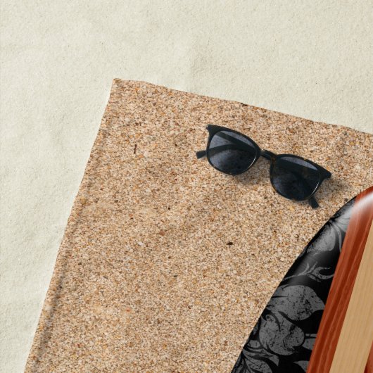 Sunset Beach Hawaiian Faux Wood Surfboard - Black Strandlaken (In situ)