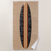 Sunset Beach Hawaiian Faux Wood Surfboard - Black Strandlaken (Voorkant)