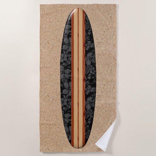 Sunset Beach Hawaiian Faux Wood Surfboard - Black Strandlaken