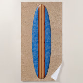 Sunset Beach Hawaiian Faux Wood Surfboard - Blue Strandlaken (Voorkant)