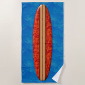 Sunset Beach Hawaiian Faux Wood Surfboard - Red Strandlaken (Voorkant)