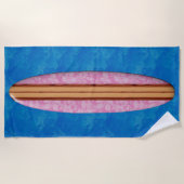 Sunset Beach Hawaiian Faux Wood Surfboard - Roze Strandlaken (Voorkant)