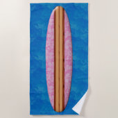 Sunset Beach Hawaiian Faux Wood Surfboard - Roze Strandlaken (Voorkant)