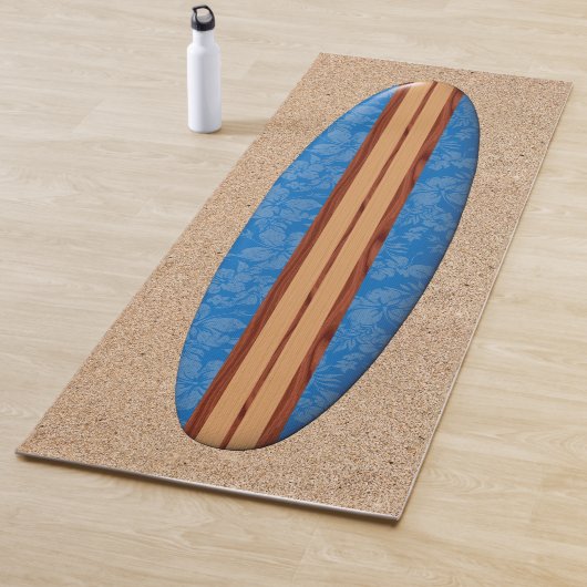 Sunset Beach Hawaiian Longboard Surfboard Blue Yogamat (In situ)