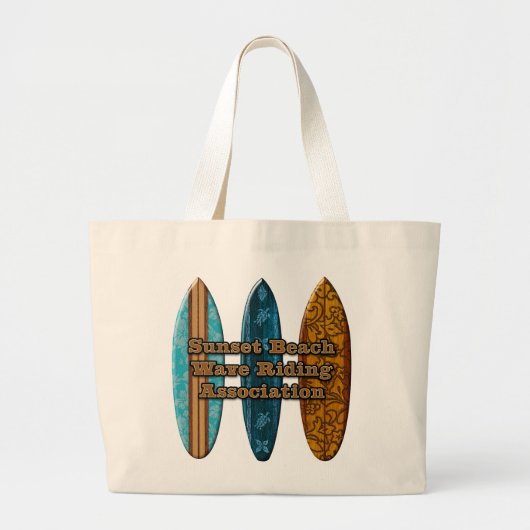 Sunset Beach Hawaiian Surfboards Wave Riders Tasse Grote Tote Bag (Voorkant)