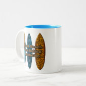 Sunset Beach Hawaiian Surfboards Wave Riders Tweekleurige Koffiemok (Voorkant links)