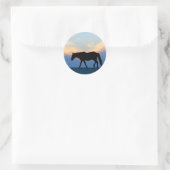 Sunset Beach Horse Ronde Sticker (Tas)