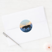 Sunset Beach Horse Ronde Sticker (Envelop)