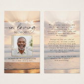 Sunset Beach In Loving Memory Photo Prayer Card Visitekaartje (Voorkant /achterkant)