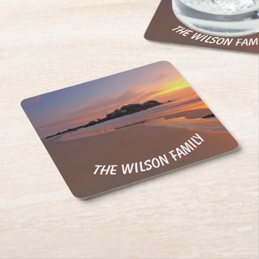 Sunset Beach Kartonnen Onderzetters (Schuin)