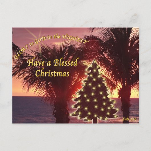 Sunset Beach Kerst Kaarten Christelijk Feestdagenkaart (Voorkant)