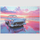 Sunset Beach Klassieke Cabriolet Decoupage Tissuepapier (Voorkant)