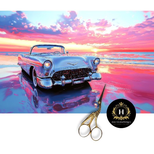 Sunset Beach Klassieke Cabriolet Decoupage Tissuepapier