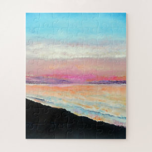 Sunset Beach Lake Pink Blue Legpuzzel