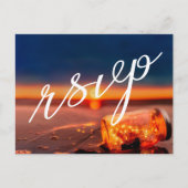 Sunset Beach Mason Jar Blauwe Nacht Bruiloft RSVP Aankondigingskaart (Voorkant)