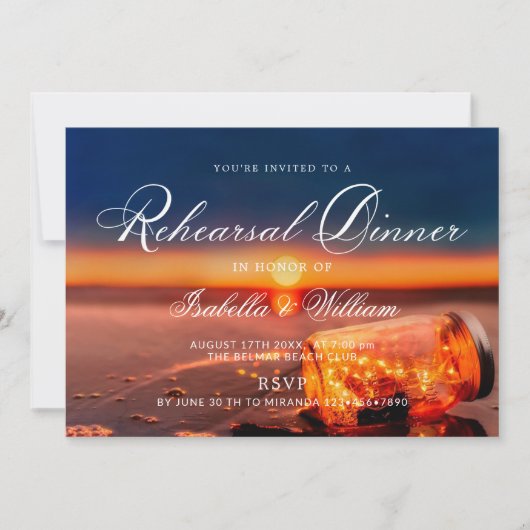 Sunset Beach Mason Jar Blue Night repetitie diner Kaart (Voorkant)