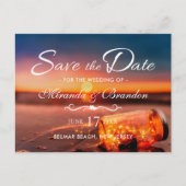 Sunset Beach Mason Jar Blue Night Save the Date Aankondigingskaart (Voorkant)