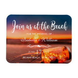 Sunset Beach Mason Jar Save the Date Wedding Magneet