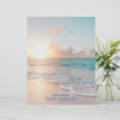 Sunset Beach, naam/contactgegevens in blauw (Staand voorkant)