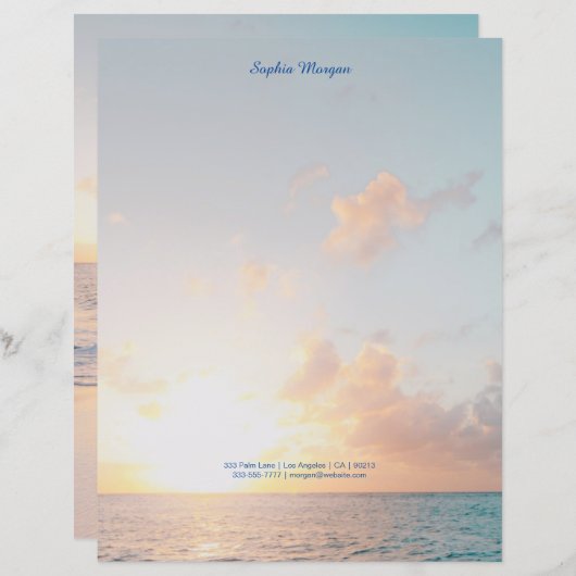 Sunset Beach, naam/contactgegevens in blauw, Vs 2 (Voorkant / Achterkant)